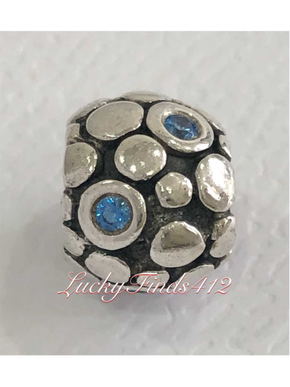 Authentic Pandora Blue Bubbles Charm Sterling Silver Retired